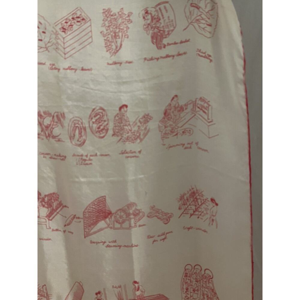 Vintage International Silk Association Made In Japan Silk Handkerchief Red White - Picture 7 of 9